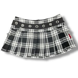 Vintage Tripp NYC Skirt Large White Black Plaid Mini Tutu Goth Emo Punk Alt‎ Y2K